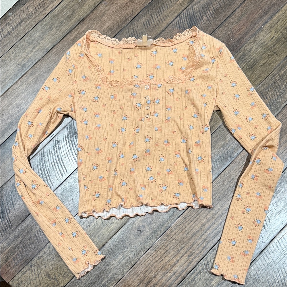 Self-Esteem Juniors Floral Long Sleeve Top 🌼 Size S | New Without Tags